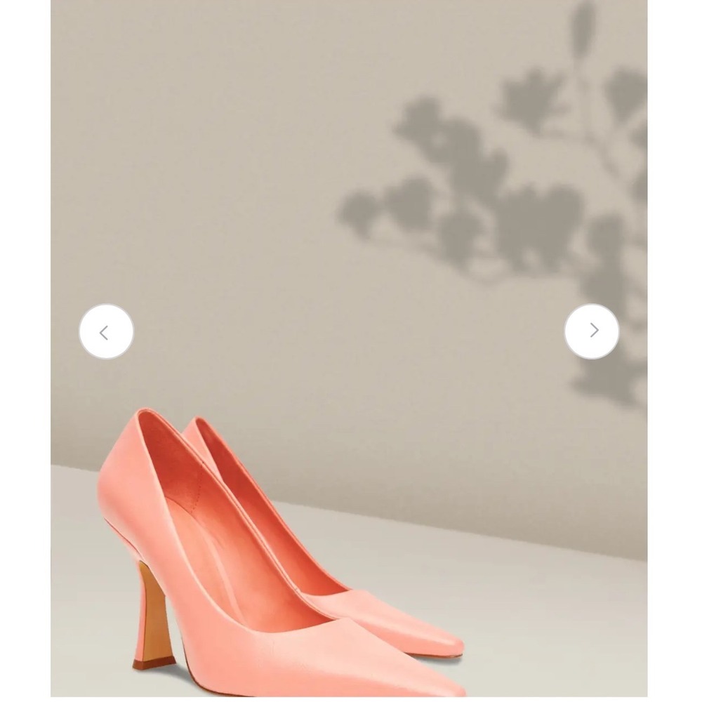 MANGO Coral Pink Pointed Toe Flared Stiletto Heel Pumps Size 39 NEW